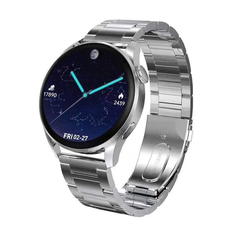 Wireless charging health monitoring sports watch with 1.3-inch screen, TPU strap, heart rate and blood pressure tracking, black crude steel colour
