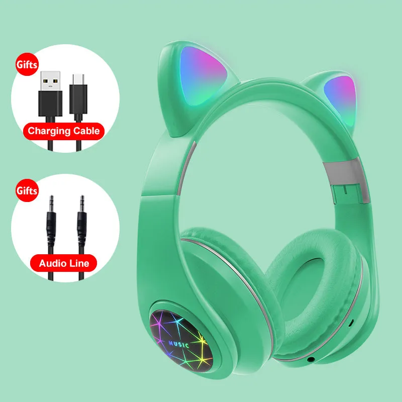 Cat ear wireless sports Bluetooth headset showing colour options