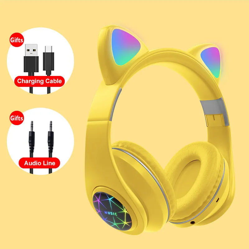 Cat ear wireless sports Bluetooth headset showing colour options