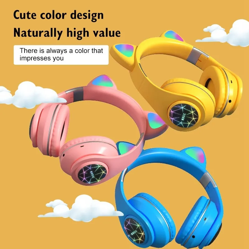 Cat ear wireless sports Bluetooth headset showing colour options