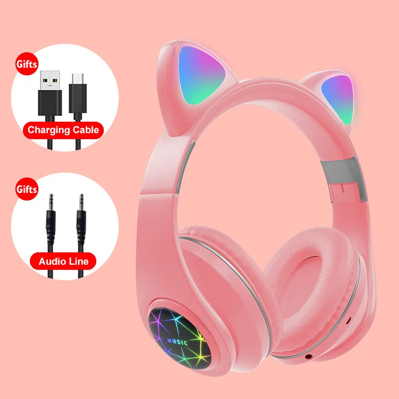 Cat ear wireless sports Bluetooth headset showing colour options