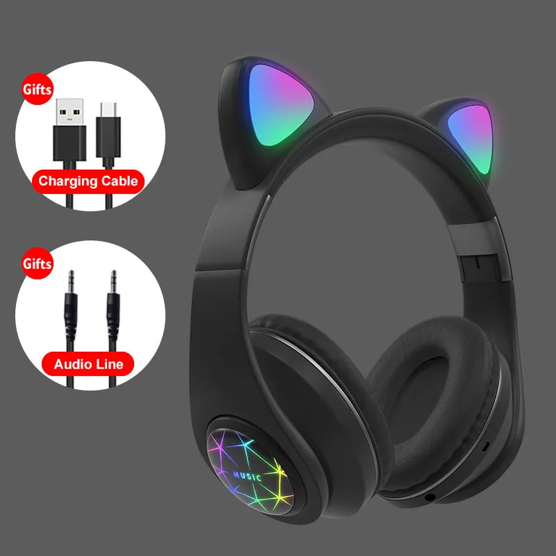 Cat ear wireless sports Bluetooth headset showing colour options