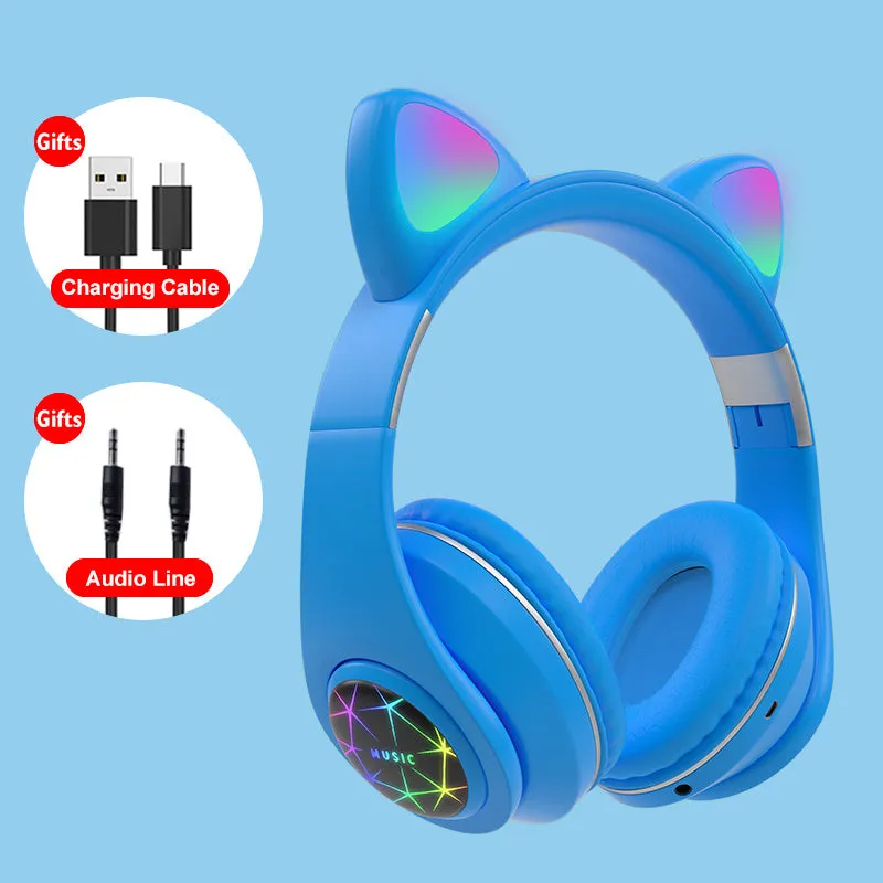 Cat ear wireless sports Bluetooth headset showing colour options