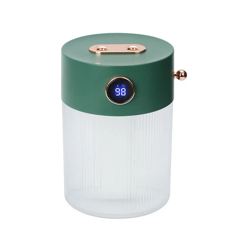 Double spray humidifier in white and green, rechargeable with 4000mAh battery, portable cool mist for home office