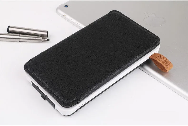 Solar charging power bank 8000mAh with folding sleeve, plastic shell, 155x81.5x15.5mm, Black+Blue