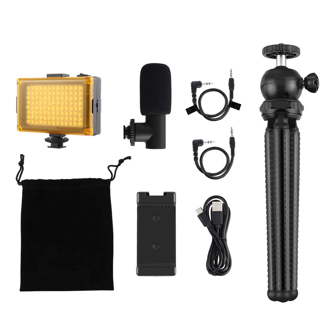 Black flexible mini tripod with rubber-coated legs and a 360-degree rotating ball head