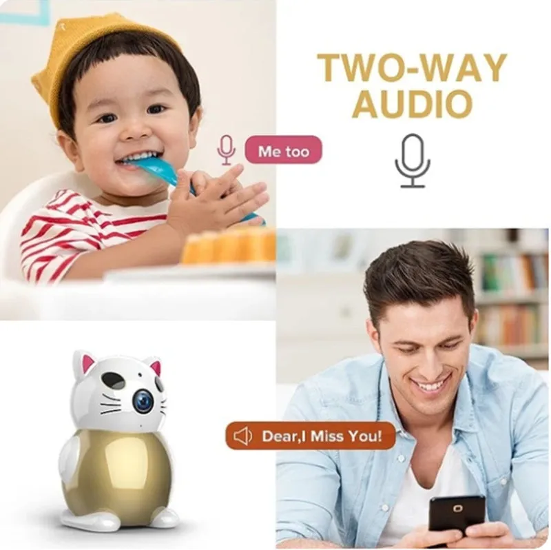 Gold Lucky Cat wireless camera with 2MP 1080P lens for mobile phone remote monitoring
