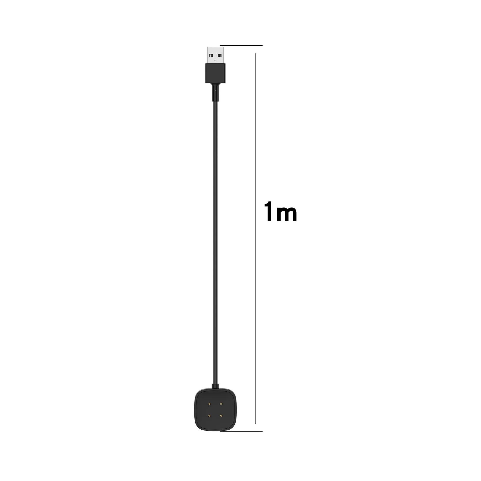 Black plastic smart watch magnetic charging cable with 1m and 30cm lengths