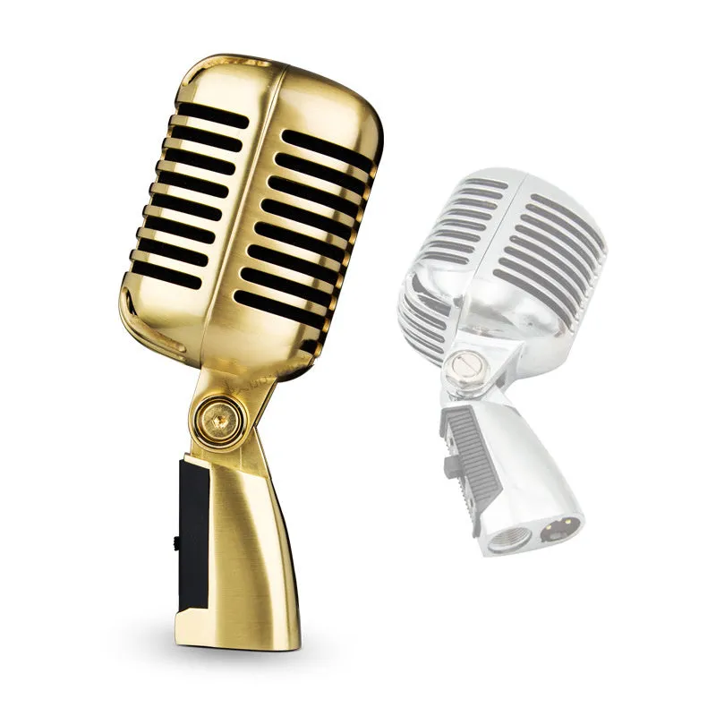 All-metal dynamic stage microphone in gold, silver, and rose gold colours with heart-shaped polar pattern