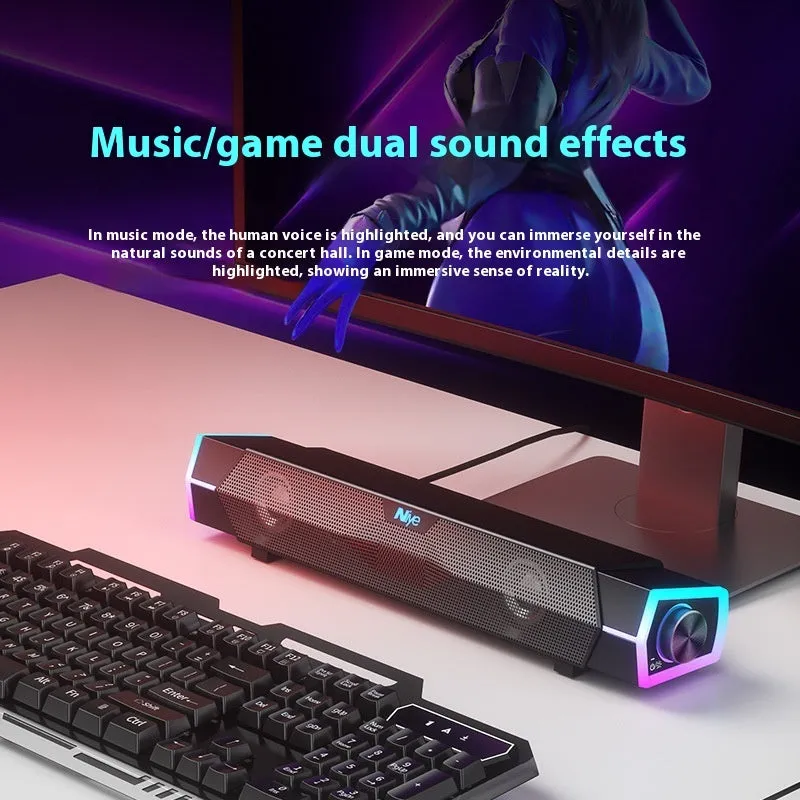 Bluetooth speaker with dual drivers and subwoofer in black finish for computer surround sound