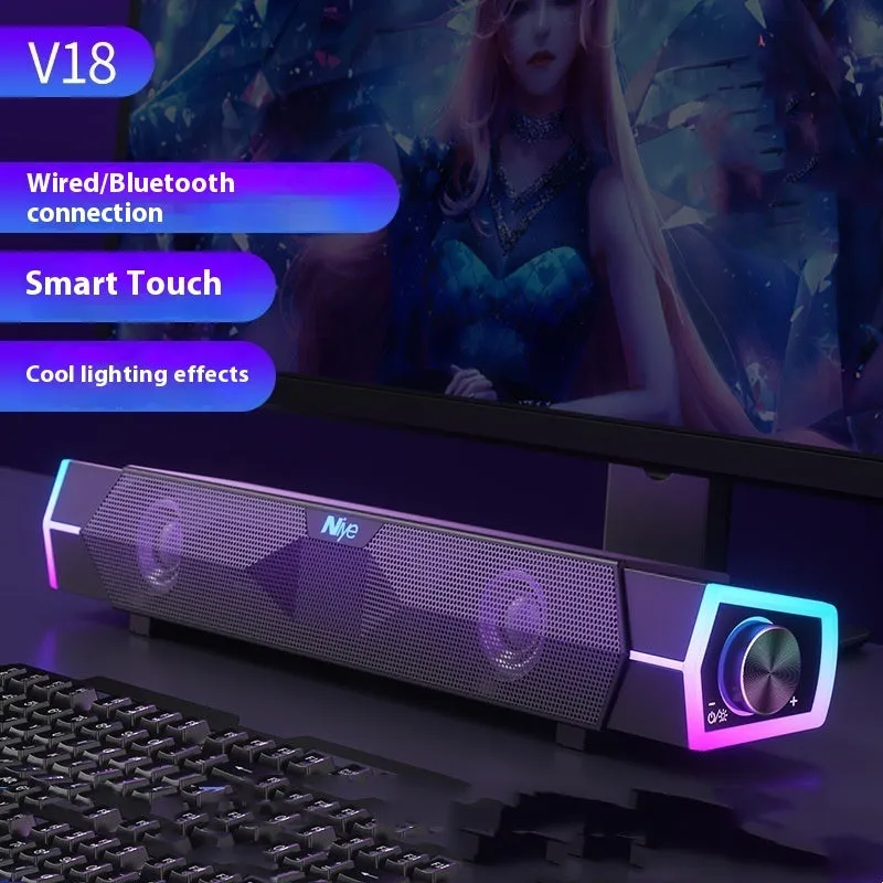 Bluetooth speaker with dual drivers and subwoofer in black finish for computer surround sound