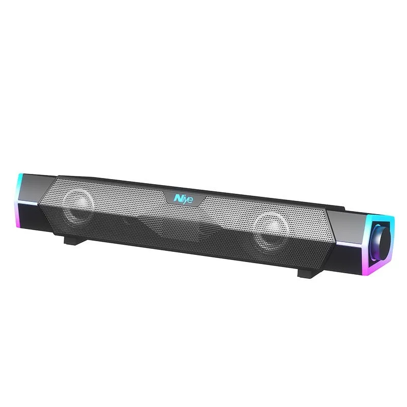 Bluetooth speaker with dual drivers and subwoofer in black finish for computer surround sound