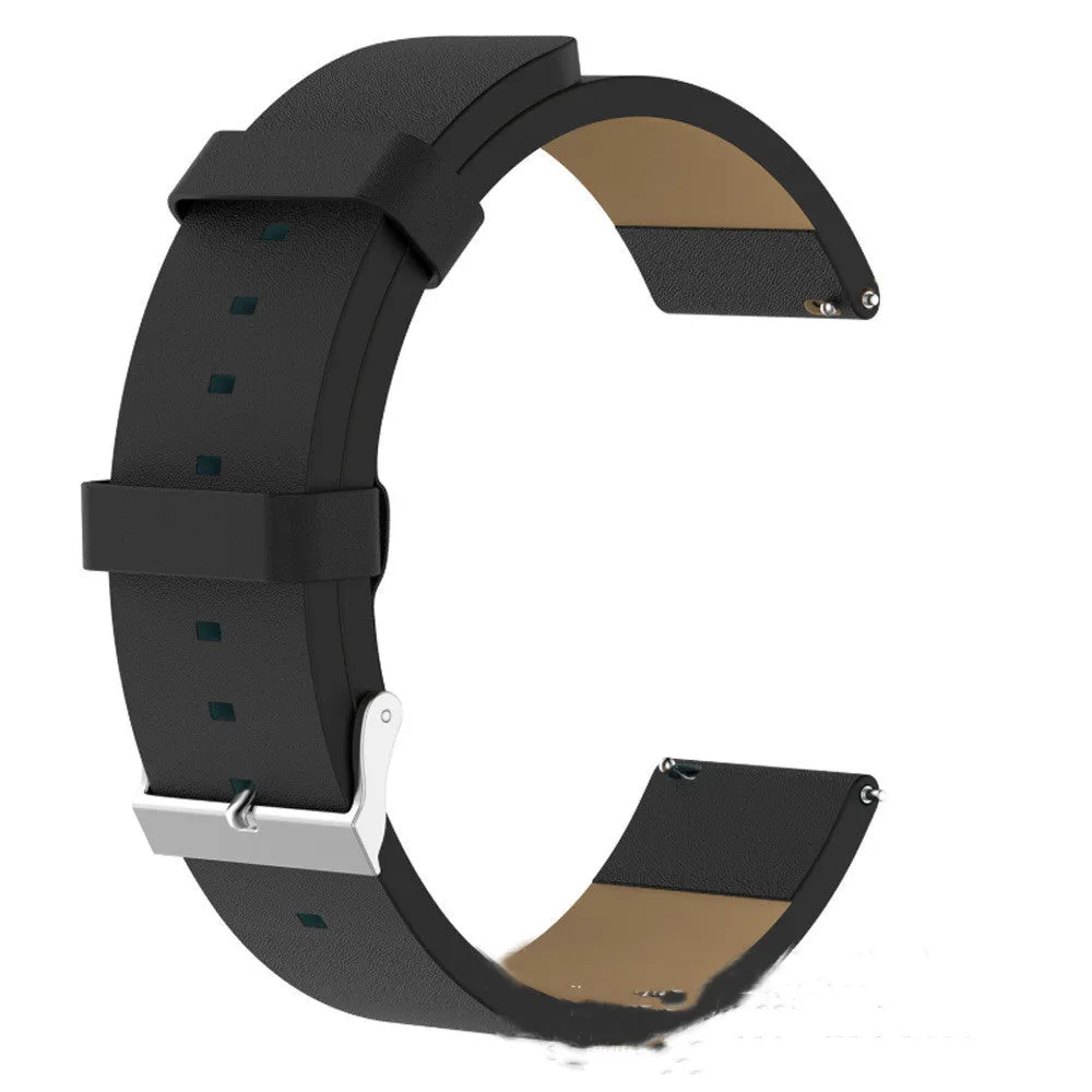 First layer cowhide leather watch strap for Fitbit Versa in black colour