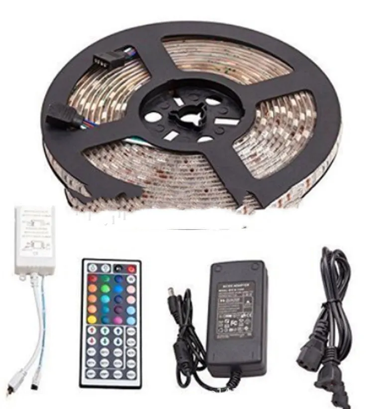 12V epoxy waterproof RGB flexible strip light on 5m roll with 44-key remote controller