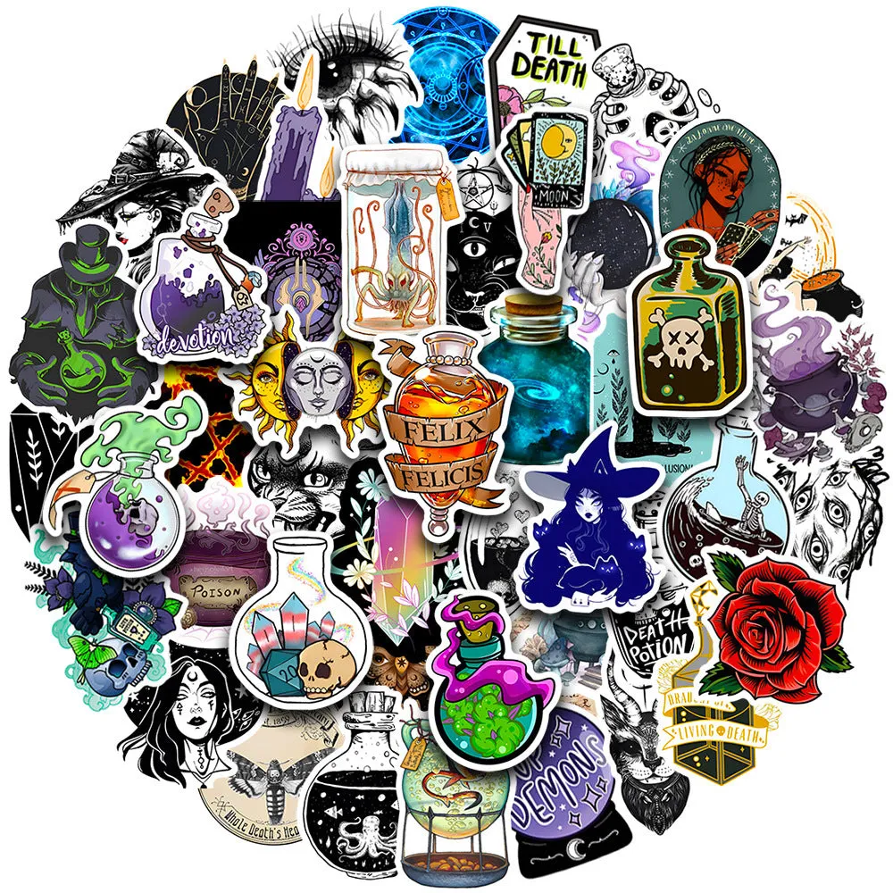 50 waterproof PVC stickers with glossy finish for laptops and smooth surfaces
