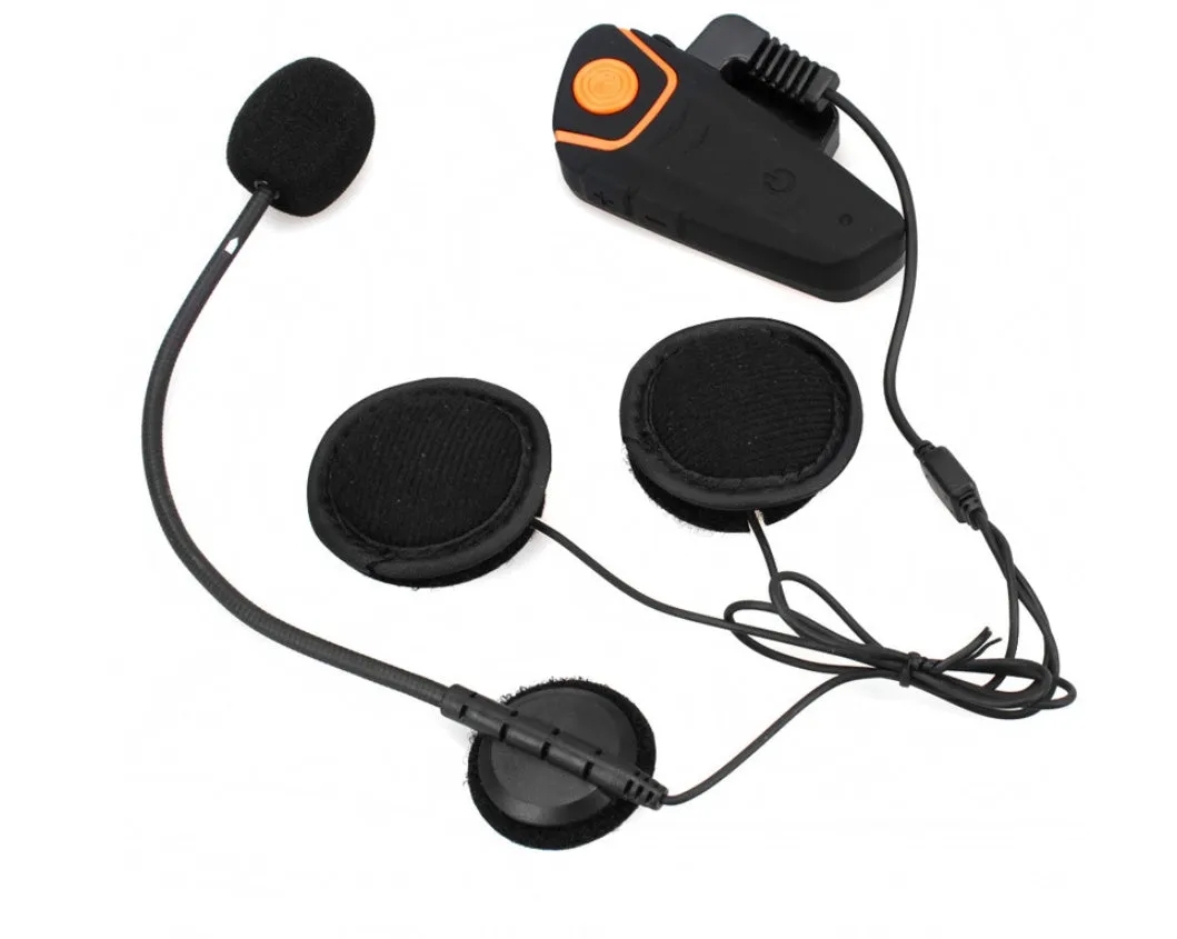 BT-S2 black Bluetooth motorcycle helmet intercom headset with button panel and 1000-metre range