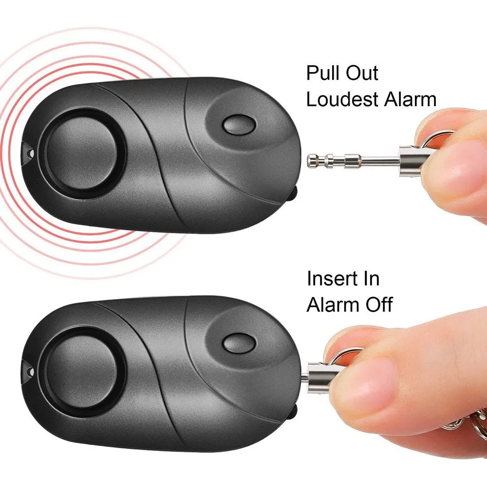 Personal alarm keychain with 130dB sound and LED flashlight in pink colour