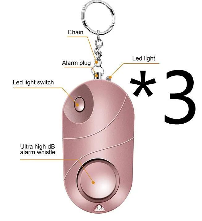 Personal alarm keychain with 130dB sound and LED flashlight in pink colour