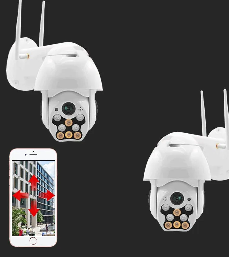 1080P wireless dome camera with 360-degree PTZ, infrared night vision, and motion detection for outdoor surveillance