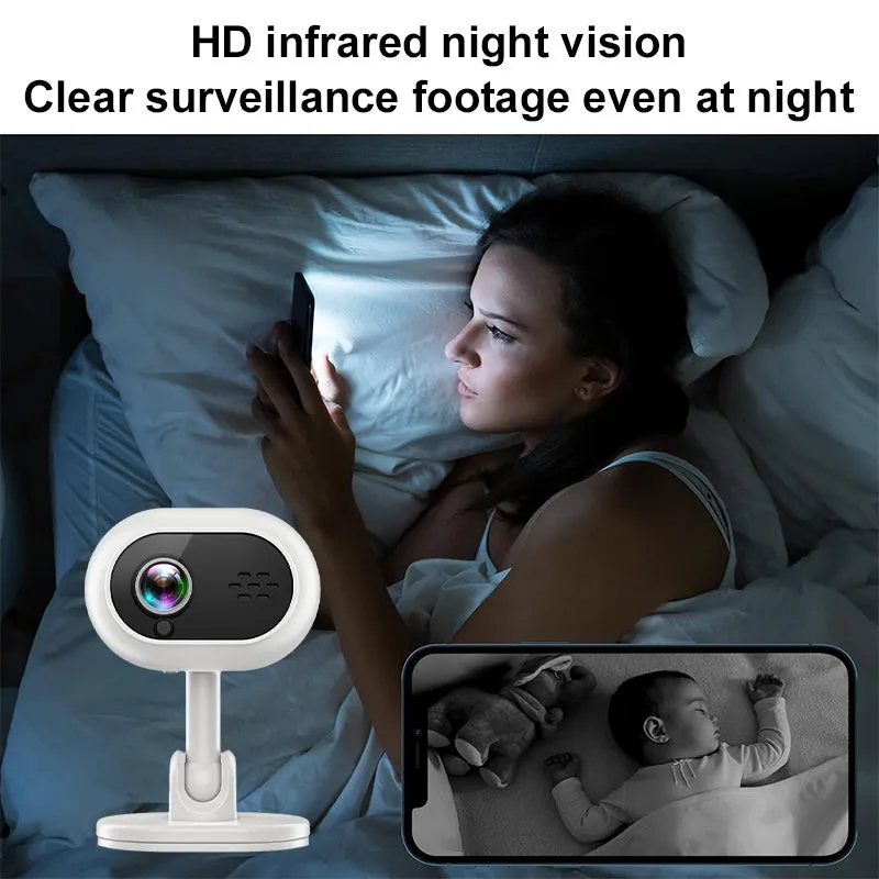 1080P HD mini WiFi camera white front view with night vision lens