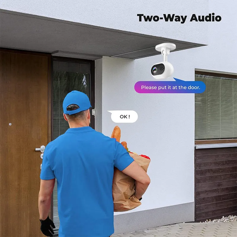 1080P HD mini WiFi camera white front view with night vision lens