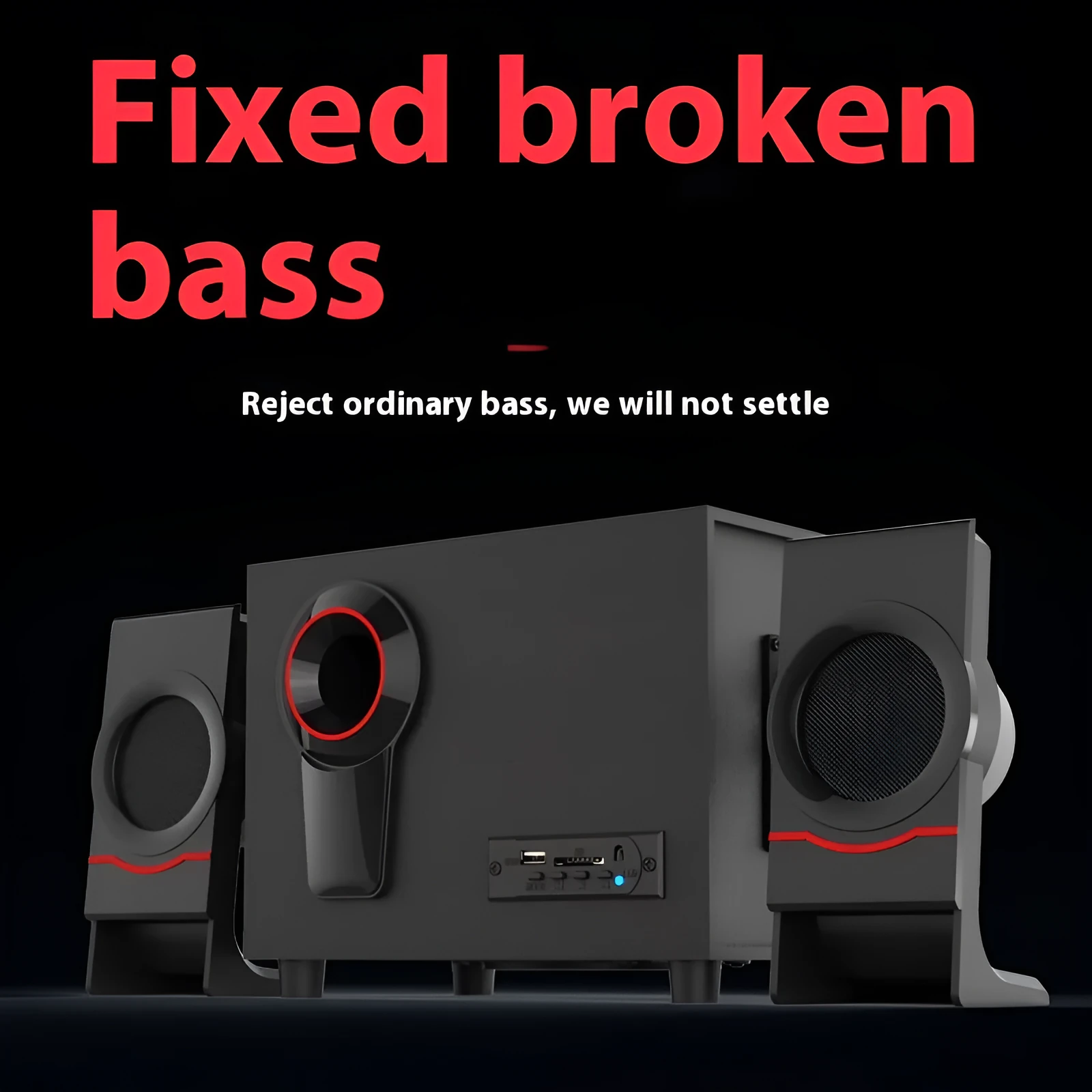 Wooden 21 multimedia speaker with knob controls, USB power, and bass boost