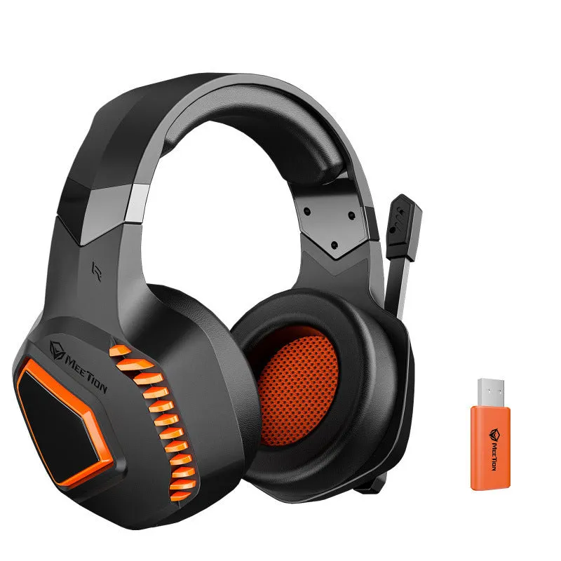 Wireless Bluetooth gaming headset with 50mm drivers in black, rotatable earmuffs, high protein leather padding
