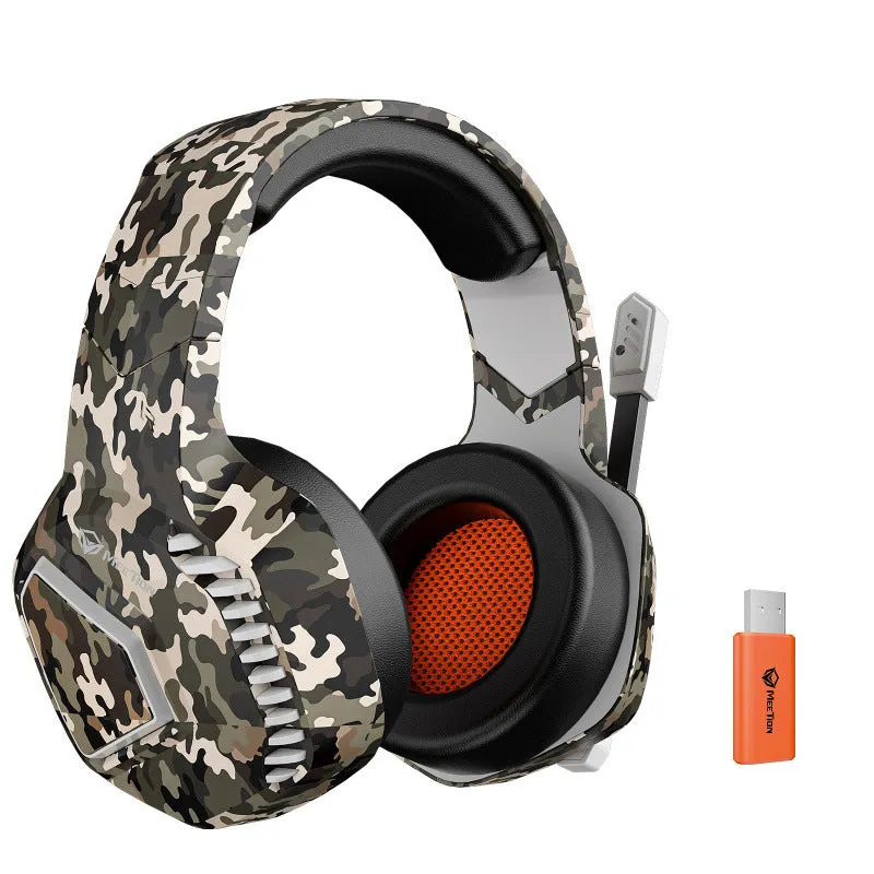 Wireless Bluetooth gaming headset with 50mm drivers in black, rotatable earmuffs, high protein leather padding