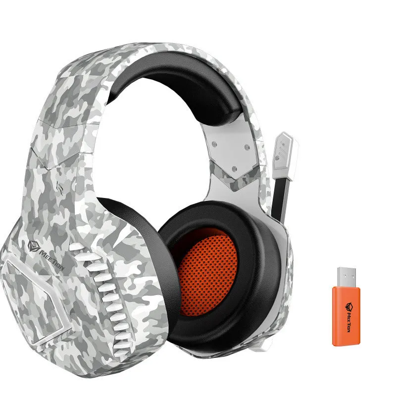 Wireless Bluetooth gaming headset with 50mm drivers in black, rotatable earmuffs, high protein leather padding
