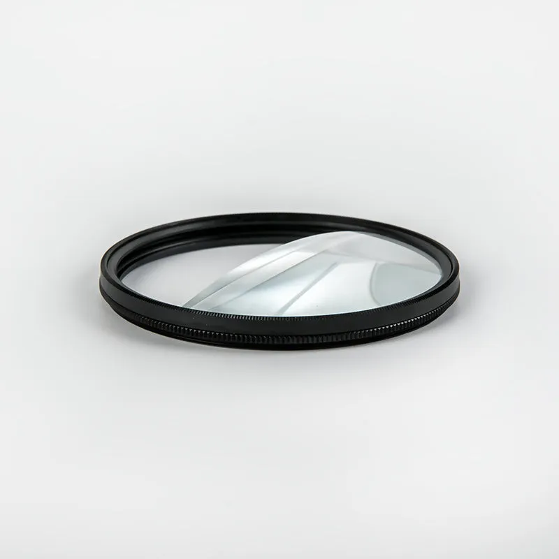 77mm half moon mirror split focus filter for SLR cameras with microfiber cloth and shockproof bag.