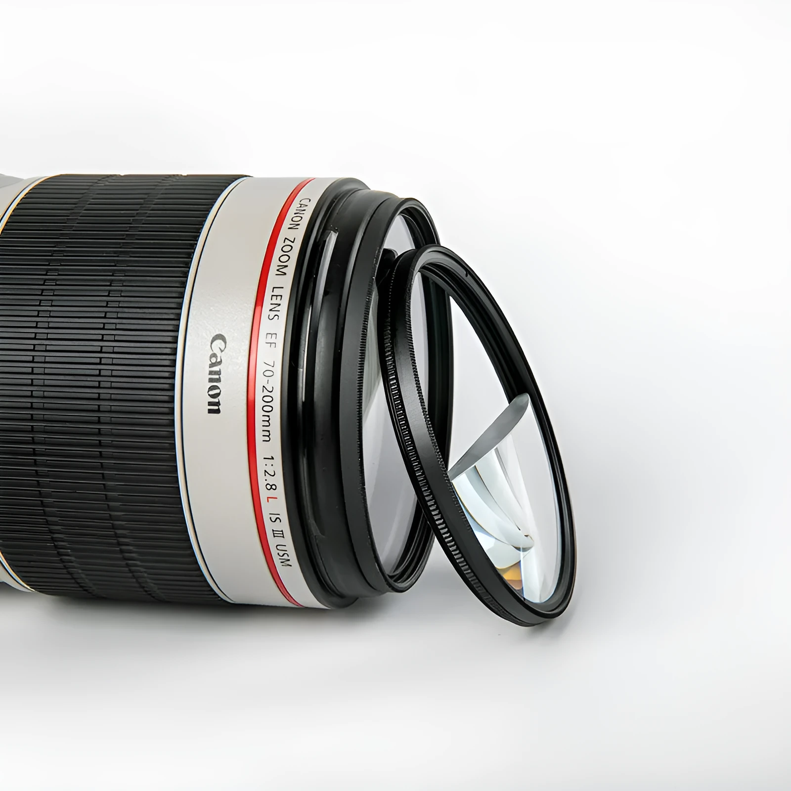 77mm half moon mirror split focus filter for SLR cameras with microfiber cloth and shockproof bag.