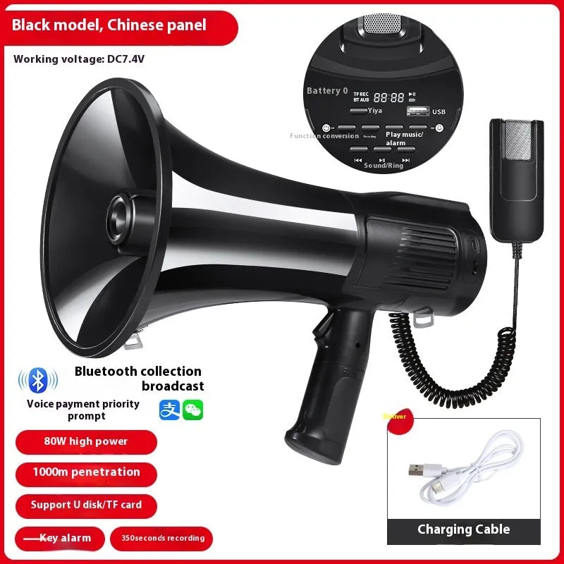 High-power handheld sales speaker with built-in microphone, USB port, and button controls