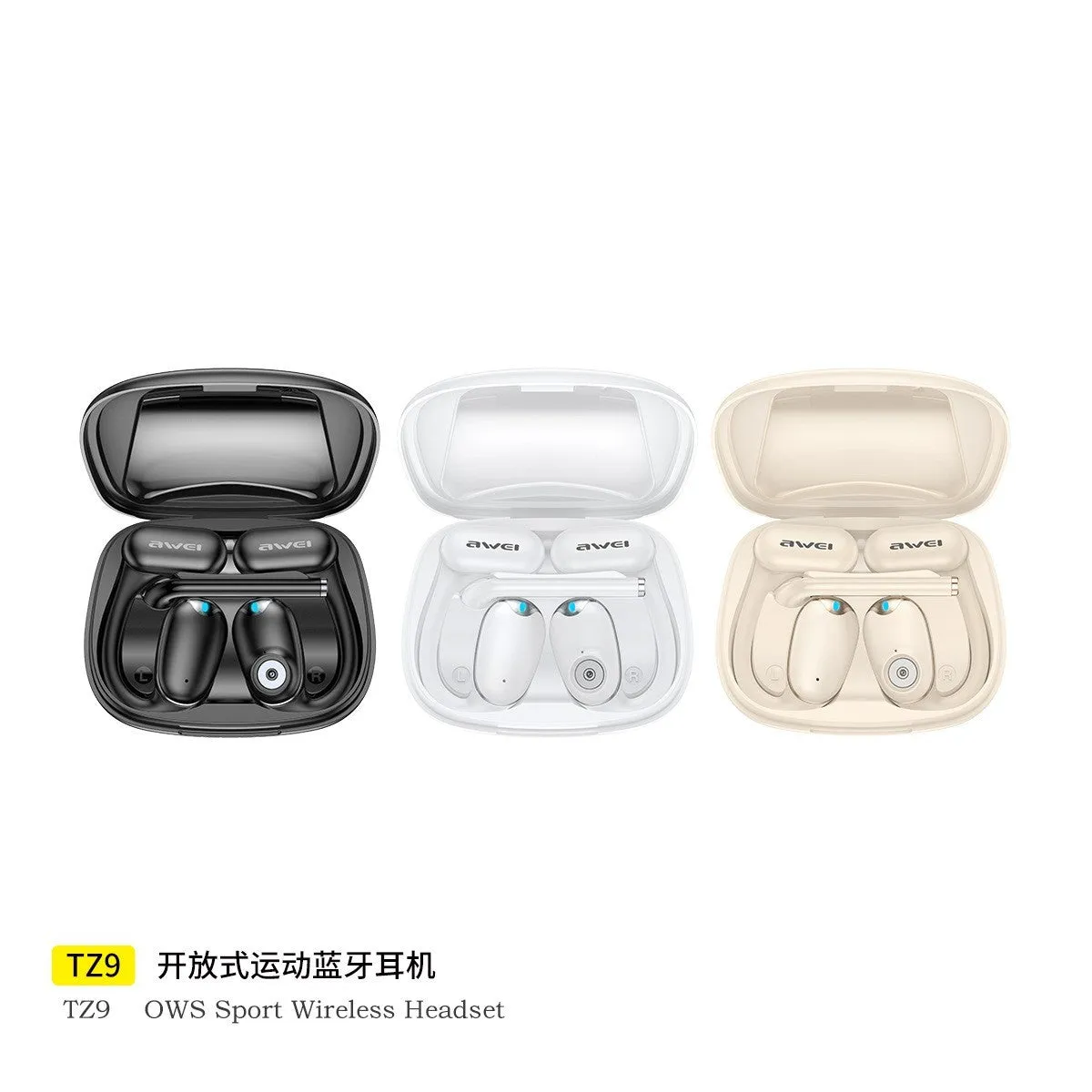 Ear-mounted Bluetooth headset sports car design in black with digital display screen