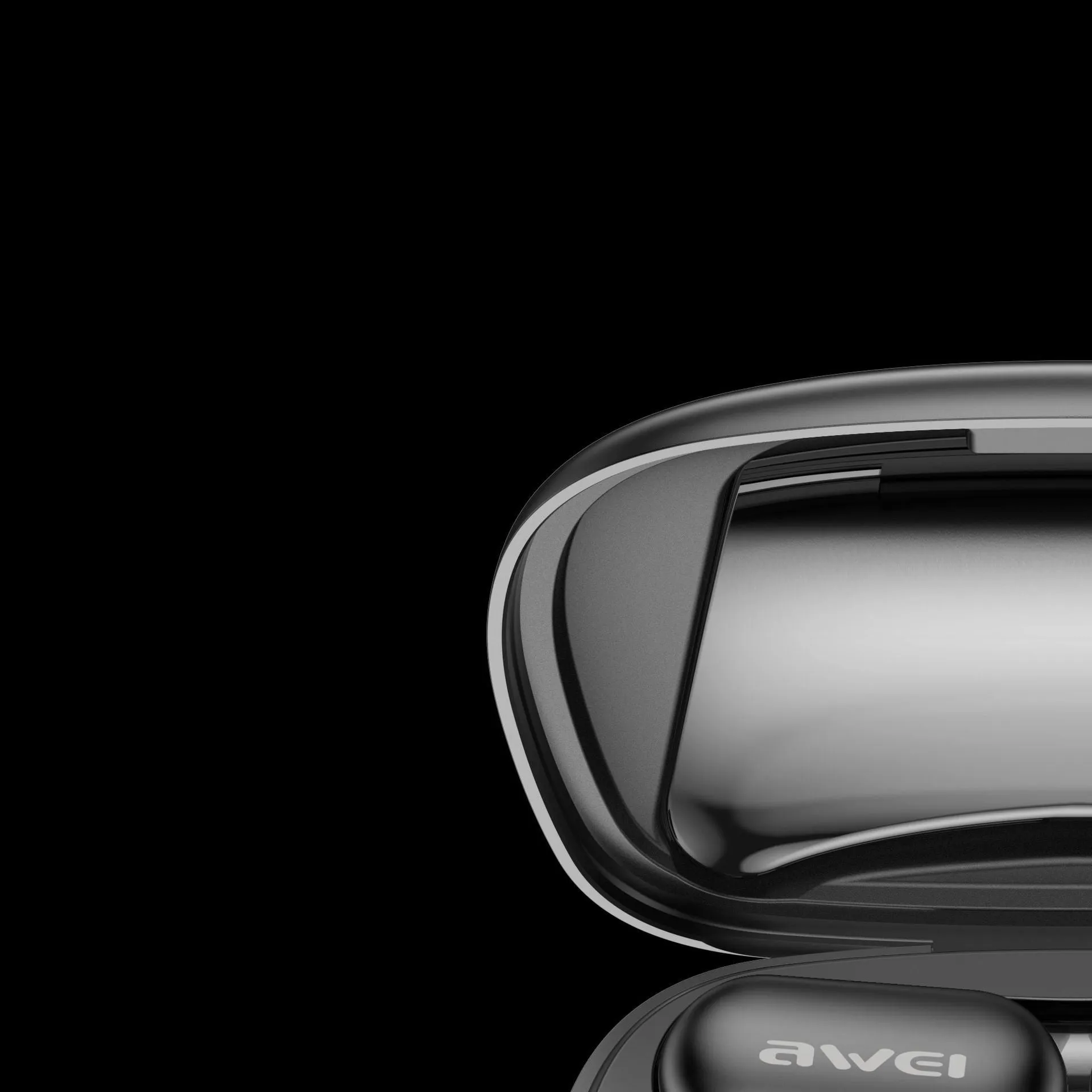 Ear-mounted Bluetooth headset sports car design in black with digital display screen