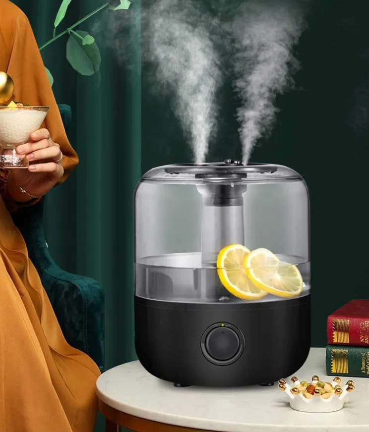 White or black ultrasonic humidifier with 3L tank and mechanical controls