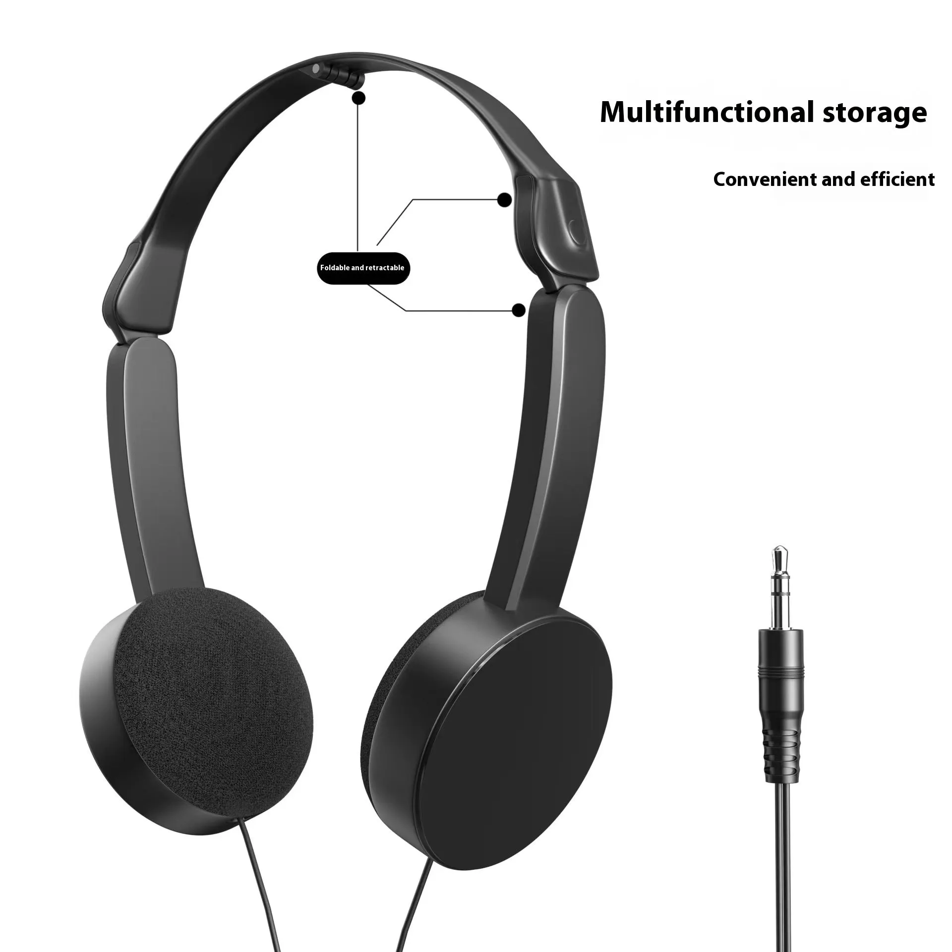 Marka longhead wired earphones sport with 40mm driver, 1.2m cable, sponge earpads, black