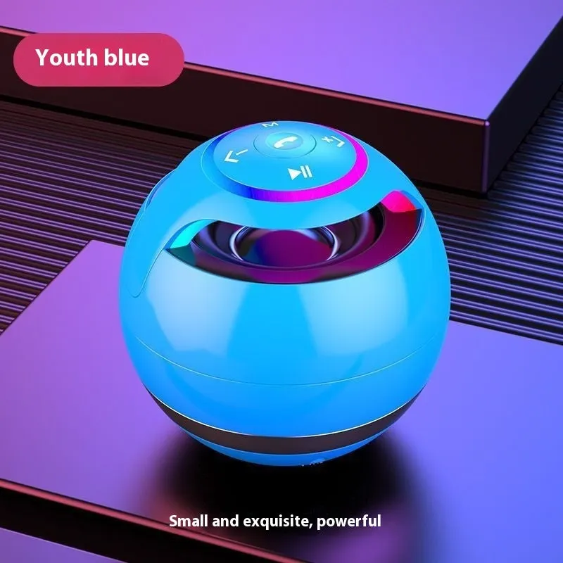 Mini Bluetooth speaker in black with dynamic bass boost and card insertion, suitable for portable outdoor use