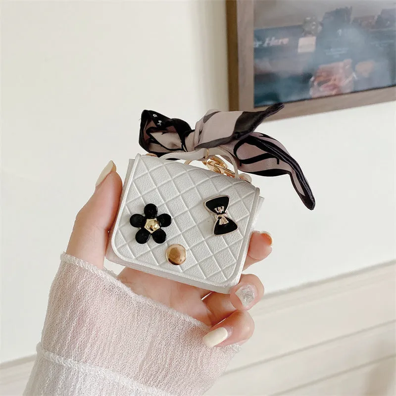 Simulated leather earphone bag for Apple AirPods in pink with soft shell design