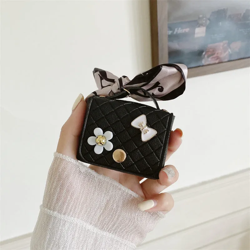 Simulated leather earphone bag for Apple AirPods in pink with soft shell design