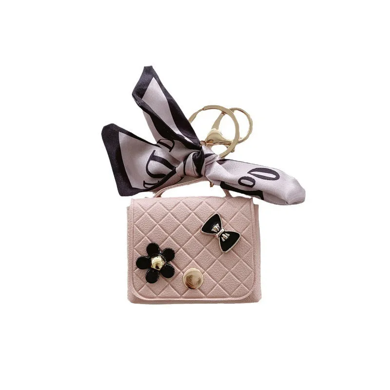 Simulated leather earphone bag for Apple AirPods in pink with soft shell design