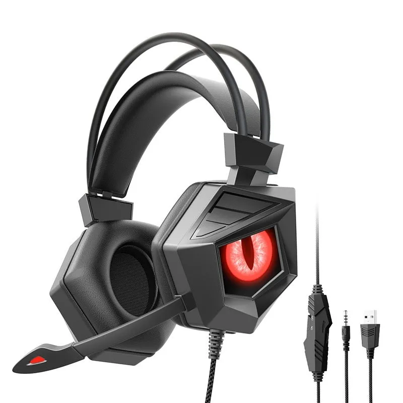 SY-G15 wired gaming headset with breathing LED lights, braided cable, and microphone for e-sports