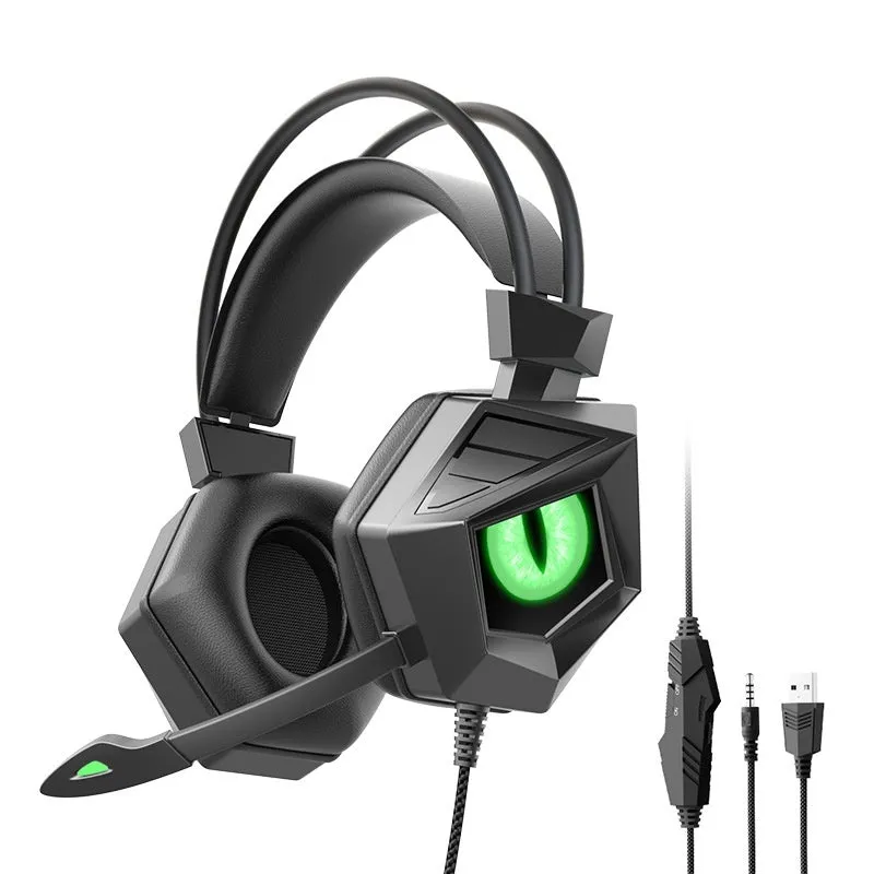 SY-G15 wired gaming headset with breathing LED lights, braided cable, and microphone for e-sports