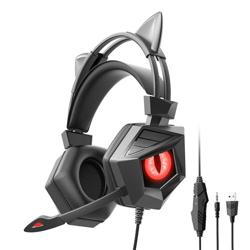 SY-G15 wired gaming headset with breathing LED lights, braided cable, and microphone for e-sports