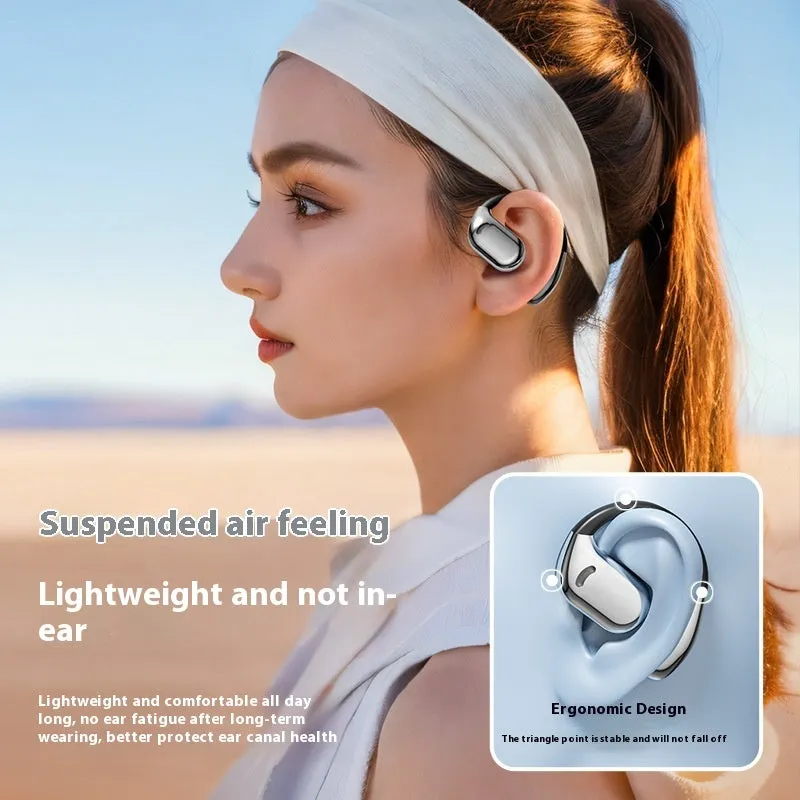 Noise reduction sports ear hook headphones in black with Type-C charging port and ear hook design