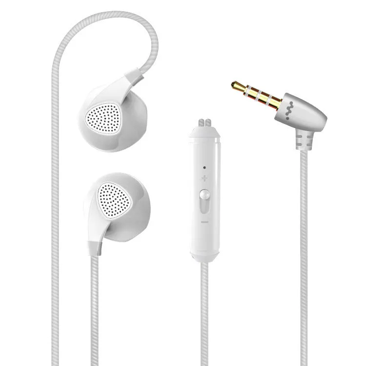Wired in-ear headphones with microphone, black, L-shaped plug, 1.2m TPE cable