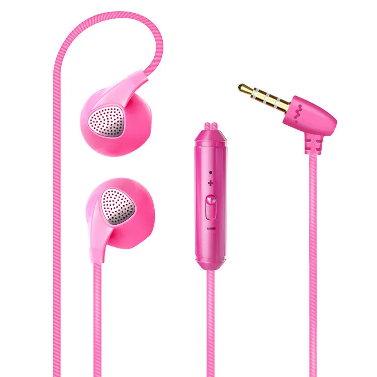 Wired in-ear headphones with microphone, black, L-shaped plug, 1.2m TPE cable