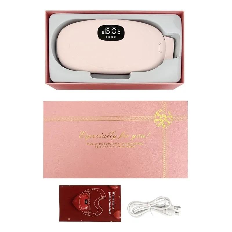 Aunt Artifact Warm Uterine Cold Belt in beige colour, electric heated abdomen wrap with deer velvet fabric