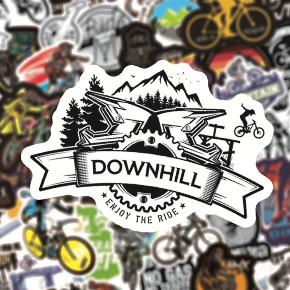 Pack of 50 self-adhesive bicycle doodle stickers for mountain bike and MTB customisation