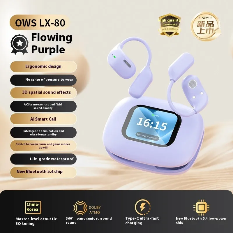LX80 Bluetooth headset touch screen ear-mounted earhook sports plastic black colour wireless earbuds