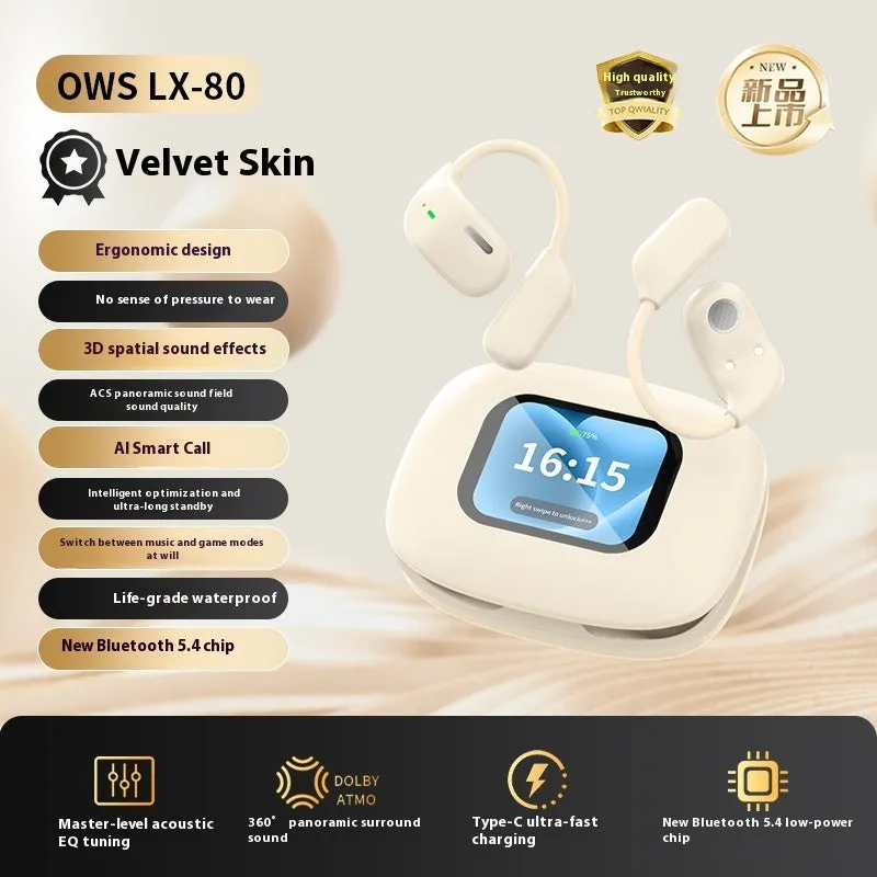 LX80 Bluetooth headset touch screen ear-mounted earhook sports plastic black colour wireless earbuds